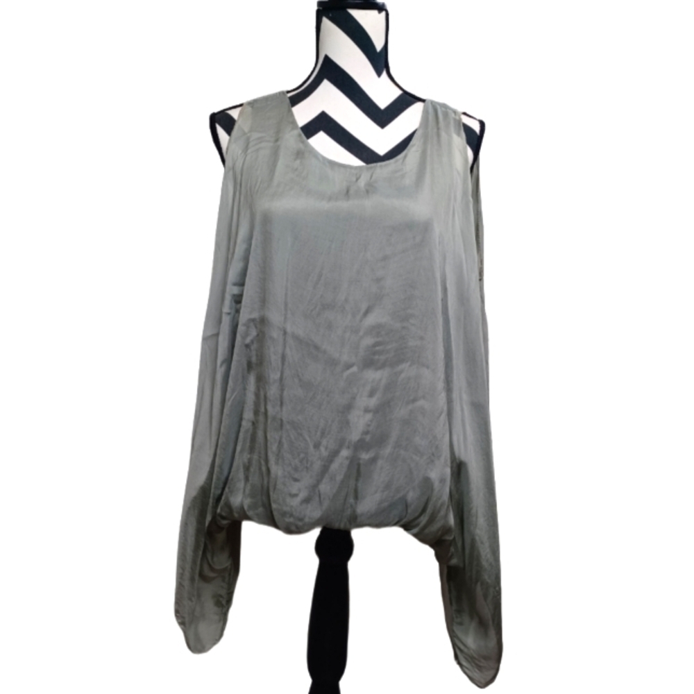 Made In Italy Linen Lagenlook Artsy 100% Silk Sleeveless Blouse